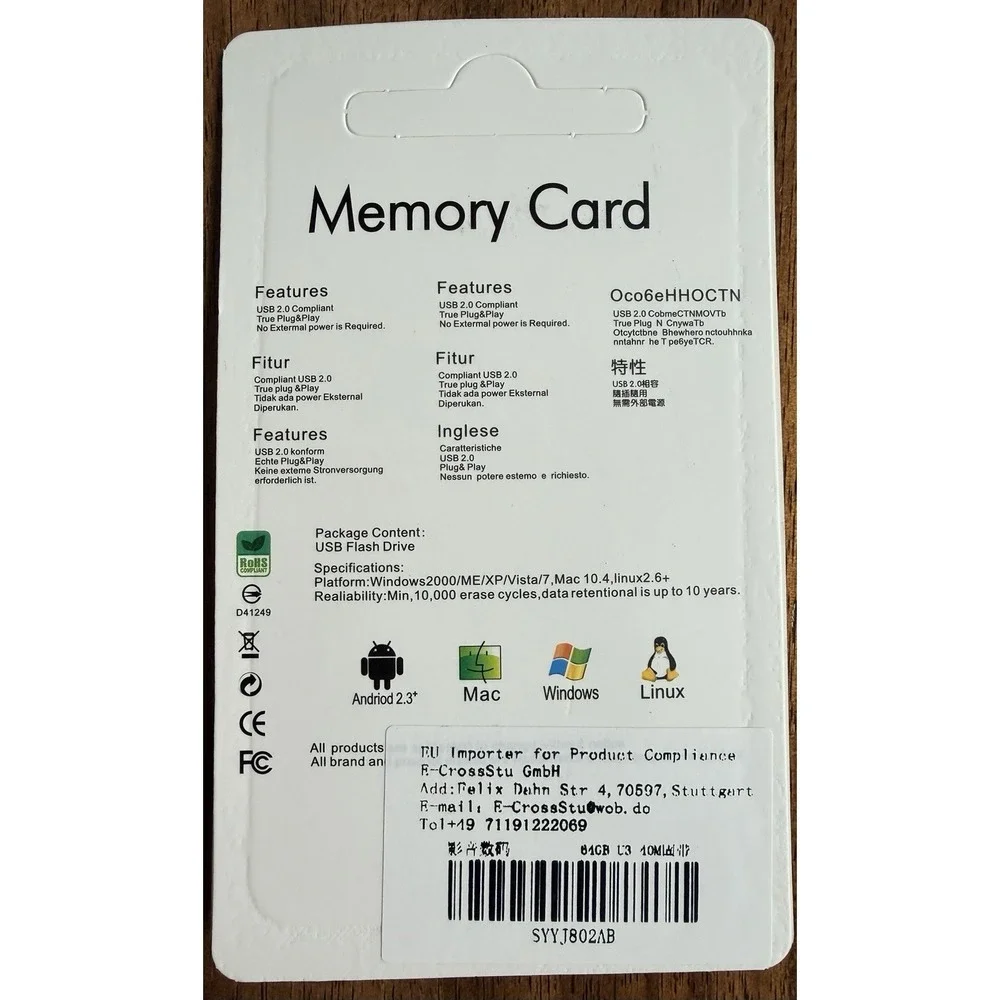 64GB SDXC Memory Card Waterproof X-Ray Proof Anti-Magnetic – Camera Phone Tablet